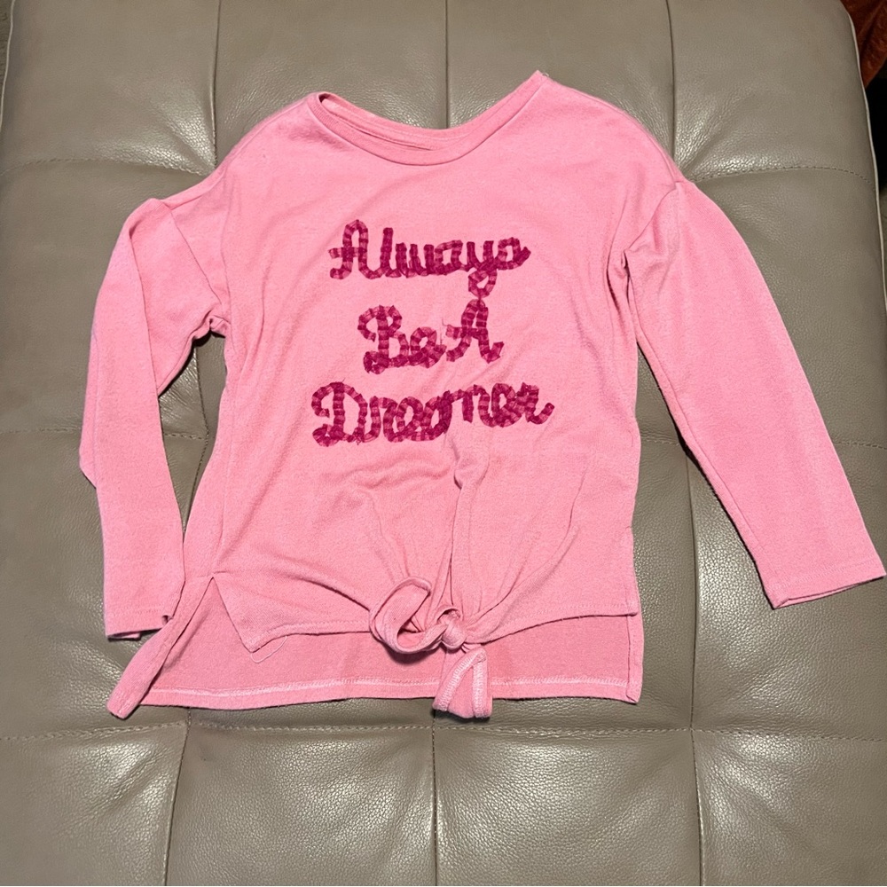 True Craft Girls 4 Dreamer ruffle pink long sleeve tie front shirt